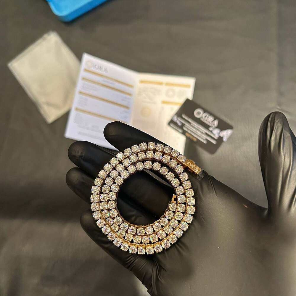 Moissanite Gold 5mm Tennis Chain 22in Pass Tester Brand New